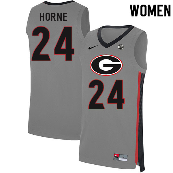 Women #24 P.J. Horne Georgia Bulldogs College Basketball Jerseys Sale-Gray - Click Image to Close